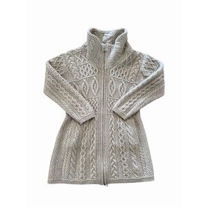 Aran Crafts Ireland Sweater Womens Medium Merino Wool Cable Knit Zip Fisherman